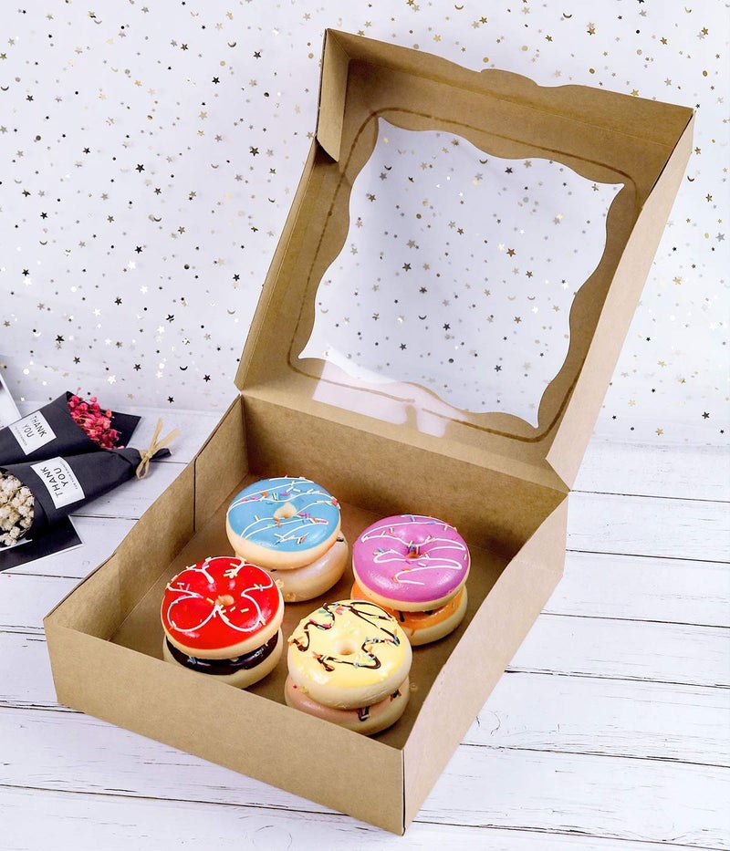 CHERRY 15-Pack 10""x10""x3""Brown Bakery Boxes with PVC Window for Pie and Cookies Boxes Large Natural Kraft Paper Box 10x10x3inch (Brown, 15) - Image 4